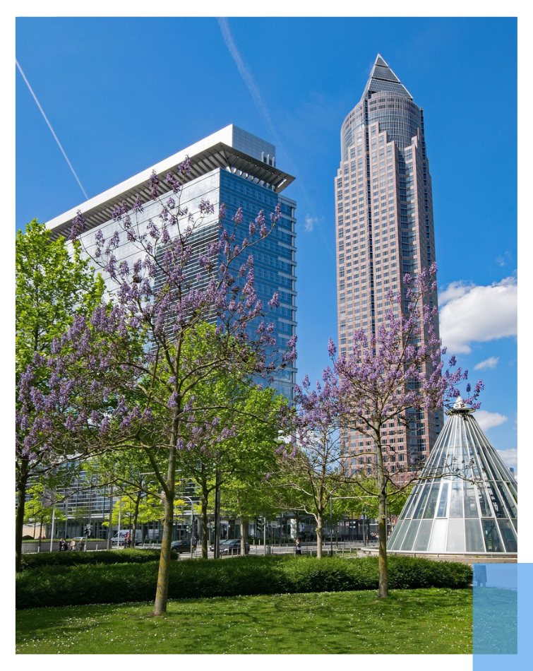 Frankfurt Grüner Park vor Skyline