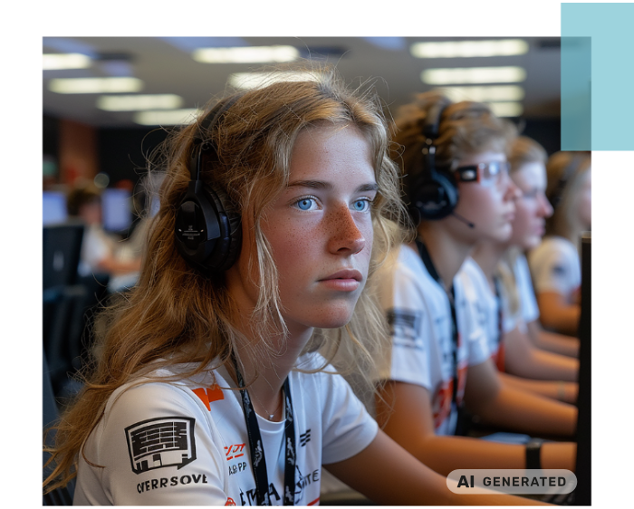 A teenager focused on a computer while wearing headphones – symbolizing modern learning methods, digital skills, and the importance of education in a connected world