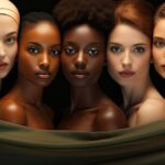 Group of diverse people standing close together, showing a range of skin tones and hair types.