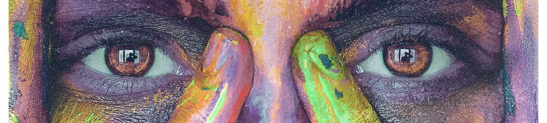 Visage peint avec de la peinture colorée, Design et Conception