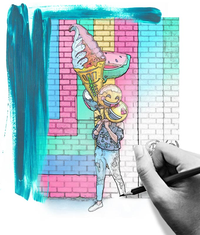 Illustration, Tableau peint à la main, Design et Conception